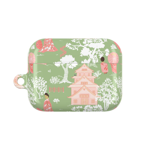 Chinoiserie Green and Pink Vintage Pattern AirPod Case, , Gift for Her, Cute Accessories, AirPods Cover, Grand Millennial