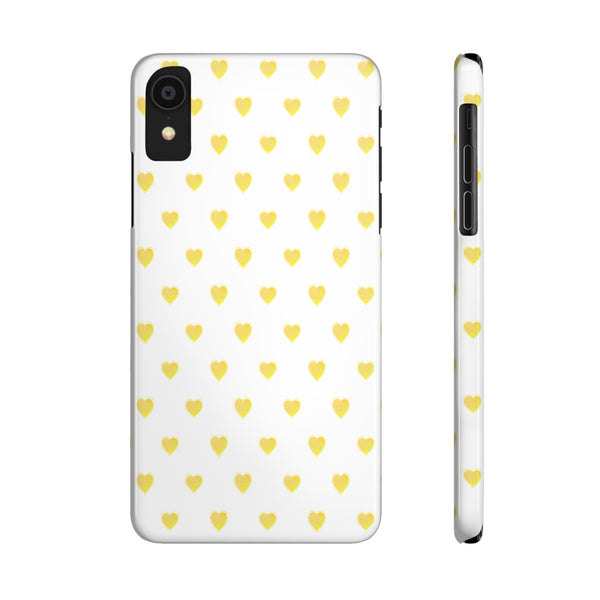 Preppy Hearts in Yellow, Heart Pattern,  Preppy Gift summer iPhone Case, Samsung Slim and Sleek, Classic, Impact Resistant Shell