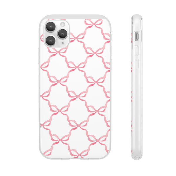 Flexible Phone Case - Preppy Chinoiserie Watercolor Bows iphone Samsung clear access to all ports and functions