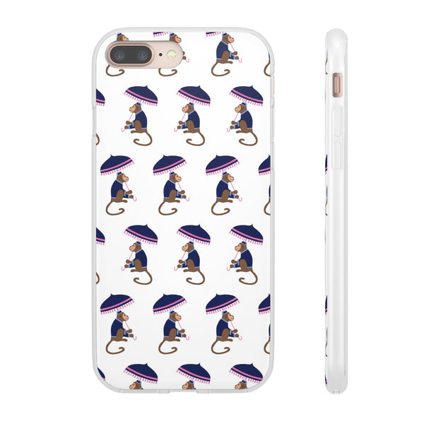 Flexible Phone Case - Preppy Chinoiserie Monkey Pattern  iphone Samsung clear access to all ports and functions