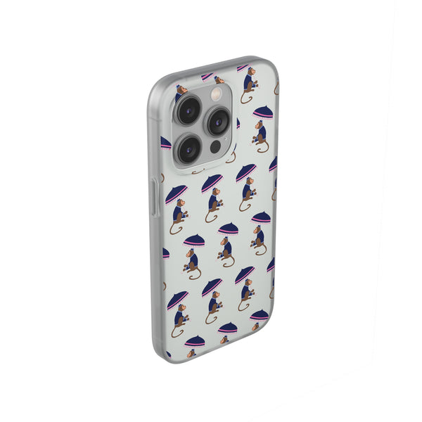 Flexible Phone Case - Preppy Chinoiserie Monkey Pattern  iphone Samsung clear access to all ports and functions