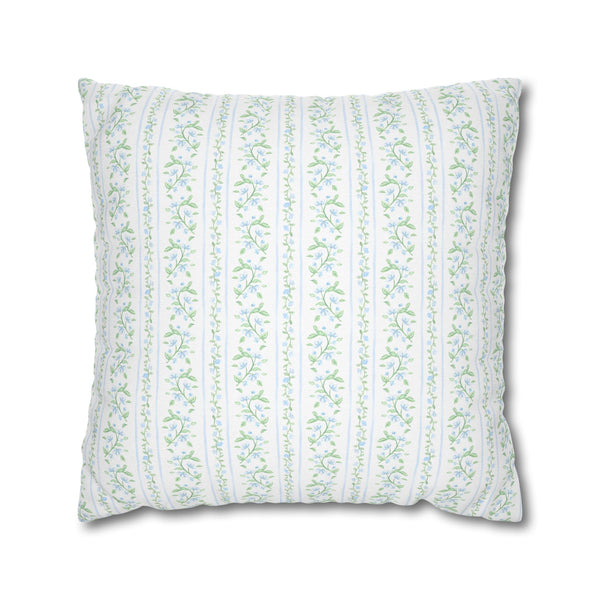 Chinoiserie Blue and White Vine Print Pillow Cover with Zip Closure - Cover Only - Insert not included