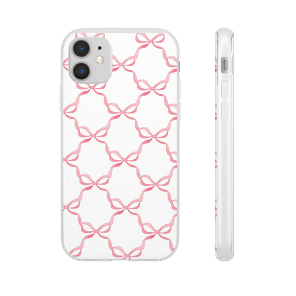 Flexible Phone Case - Preppy Chinoiserie Watercolor Bows iphone Samsung clear access to all ports and functions