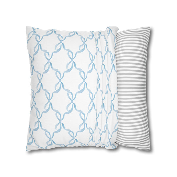 Watercolor Bow Blue Pillow Cover with Zip Closure - Cover Only - Insert not included - teen, tween, dorm room