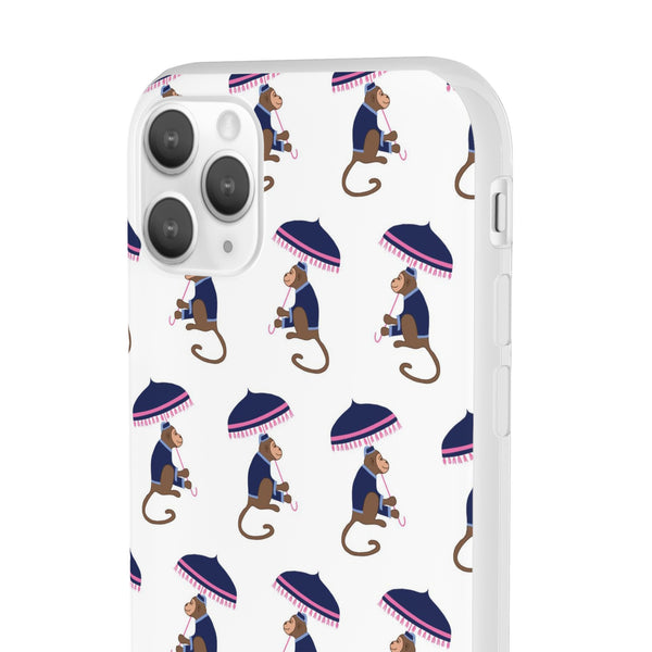Flexible Phone Case - Preppy Chinoiserie Monkey Pattern  iphone Samsung clear access to all ports and functions