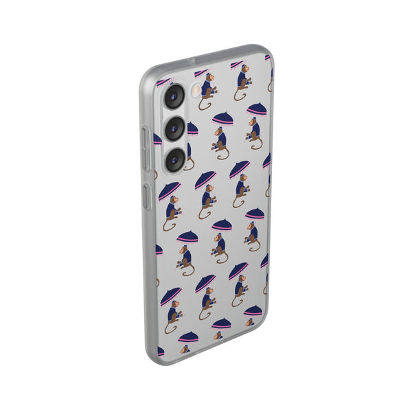 Flexible Phone Case - Preppy Chinoiserie Monkey Pattern  iphone Samsung clear access to all ports and functions
