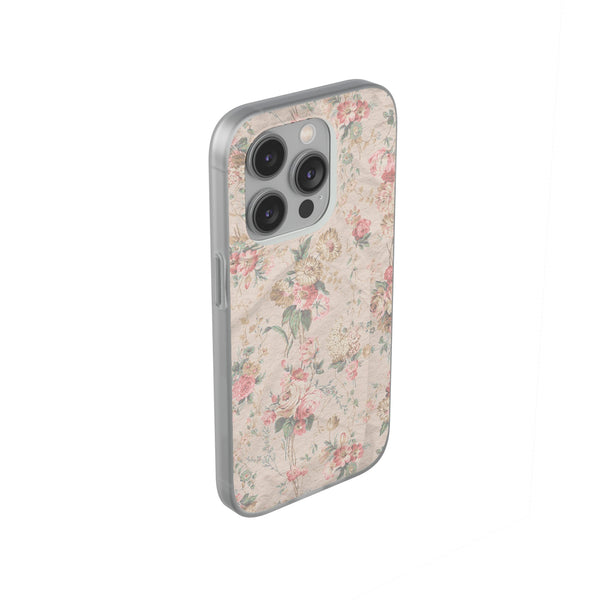 Flexible Phone Case in Romantic Floral Print - Beige, Neutral Tones