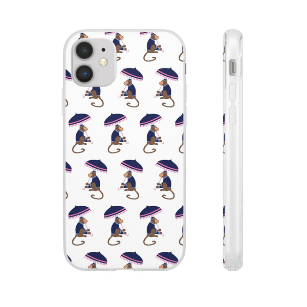 Flexible Phone Case - Preppy Chinoiserie Monkey Pattern  iphone Samsung clear access to all ports and functions