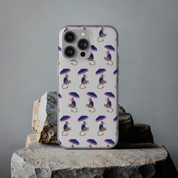 Flexible Phone Case - Preppy Chinoiserie Monkey Pattern  iphone Samsung clear access to all ports and functions