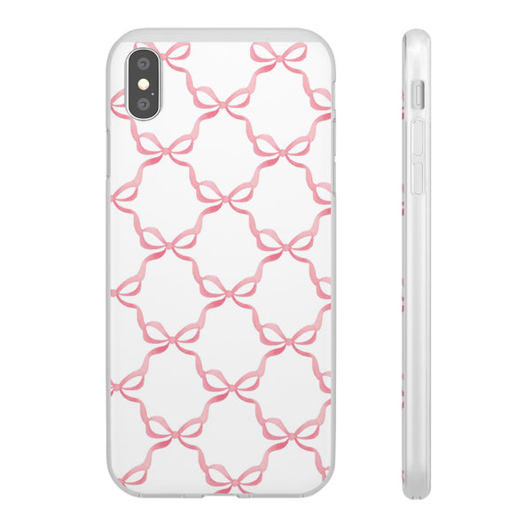 Flexible Phone Case - Preppy Chinoiserie Watercolor Bows iphone Samsung clear access to all ports and functions