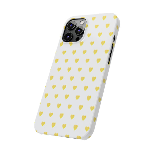 Preppy Hearts in Yellow, Heart Pattern,  Preppy Gift summer iPhone Case, Samsung Slim and Sleek, Classic, Impact Resistant Shell