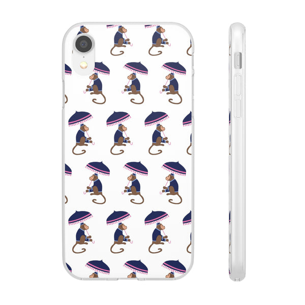 Flexible Phone Case - Preppy Chinoiserie Monkey Pattern  iphone Samsung clear access to all ports and functions