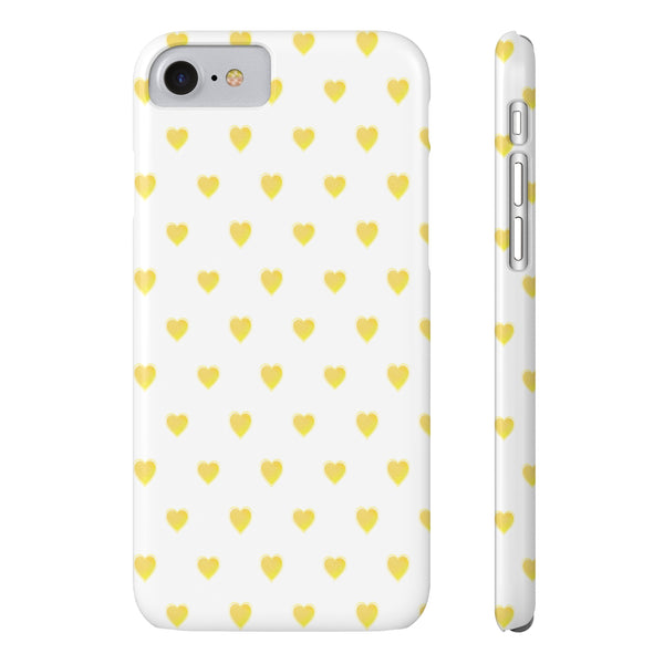 Preppy Hearts in Yellow, Heart Pattern,  Preppy Gift summer iPhone Case, Samsung Slim and Sleek, Classic, Impact Resistant Shell