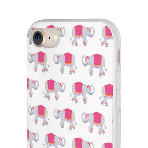 Flexible Phone Case - Preppy Chinoiserie Elephant Pattern  iphone Samsung clear access to all ports and functions
