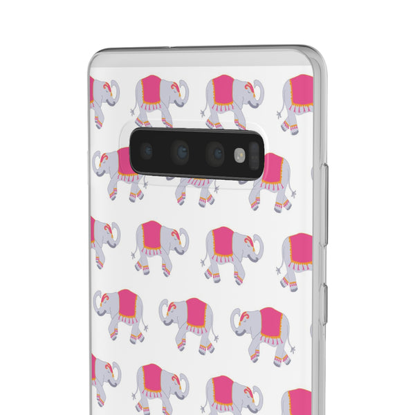 Flexible Phone Case - Preppy Chinoiserie Elephant Pattern  iphone Samsung clear access to all ports and functions