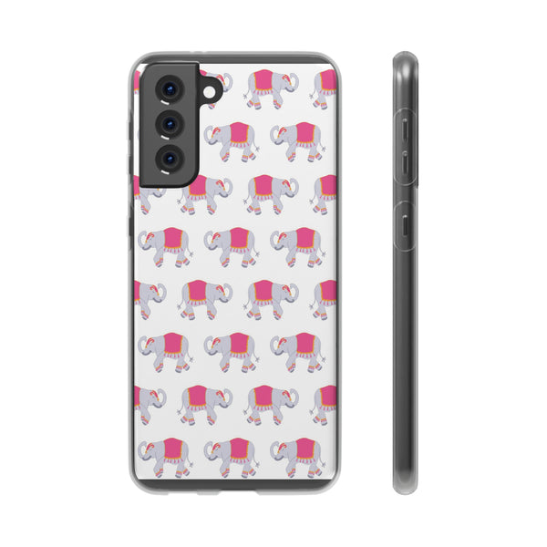Flexible Phone Case - Preppy Chinoiserie Elephant Pattern  iphone Samsung clear access to all ports and functions