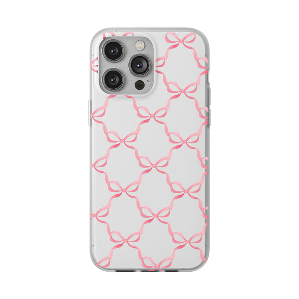 Flexible Phone Case - Preppy Chinoiserie Watercolor Bows iphone Samsung clear access to all ports and functions