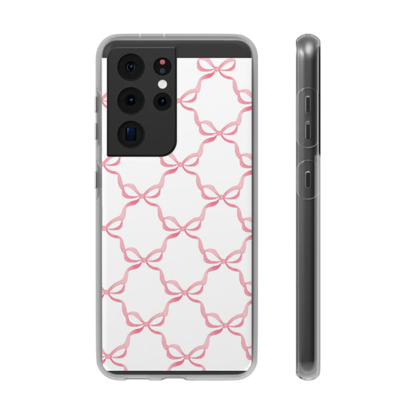 Flexible Phone Case - Preppy Chinoiserie Watercolor Bows iphone Samsung clear access to all ports and functions