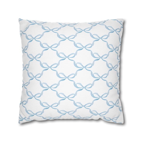Watercolor Bow Blue Pillow Cover with Zip Closure - Cover Only - Insert not included - teen, tween, dorm room