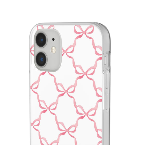 Flexible Phone Case - Preppy Chinoiserie Watercolor Bows iphone Samsung clear access to all ports and functions