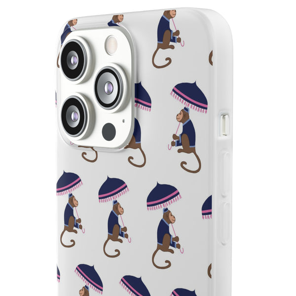 Flexible Phone Case - Preppy Chinoiserie Monkey Pattern  iphone Samsung clear access to all ports and functions