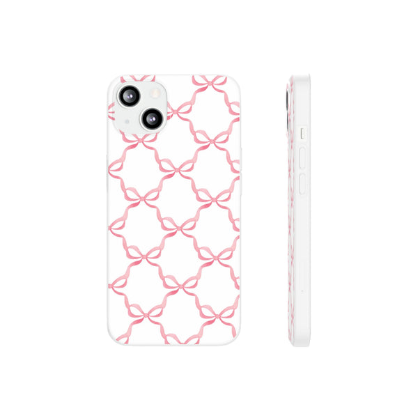 Flexible Phone Case - Preppy Chinoiserie Watercolor Bows iphone Samsung clear access to all ports and functions