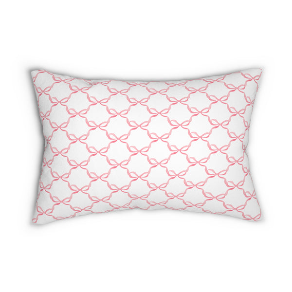 Decorative Lumbar Preppy Bow Pillow with insert , 14" x 20"
