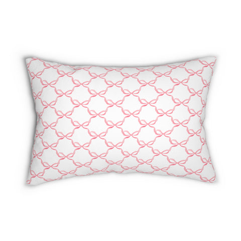 Decorative Lumbar Preppy Bow Pillow with insert , 14" x 20"