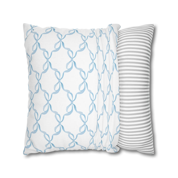 Watercolor Bow Blue Pillow Cover with Zip Closure - Cover Only - Insert not included - teen, tween, dorm room