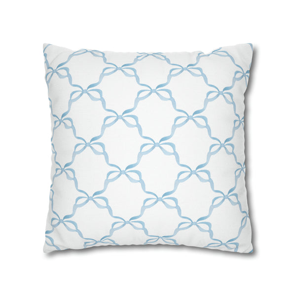 Watercolor Bow Blue Pillow Cover with Zip Closure - Cover Only - Insert not included - teen, tween, dorm room