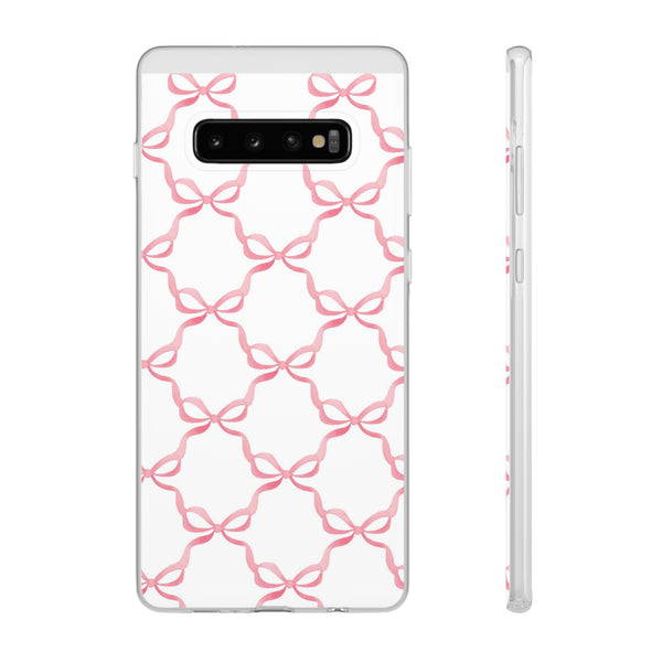 Flexible Phone Case - Preppy Chinoiserie Watercolor Bows iphone Samsung clear access to all ports and functions