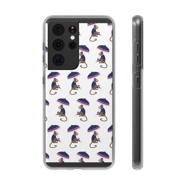 Flexible Phone Case - Preppy Chinoiserie Monkey Pattern  iphone Samsung clear access to all ports and functions