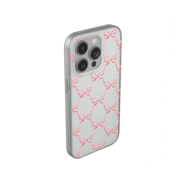 Flexible Phone Case - Preppy Chinoiserie Watercolor Bows iphone Samsung clear access to all ports and functions