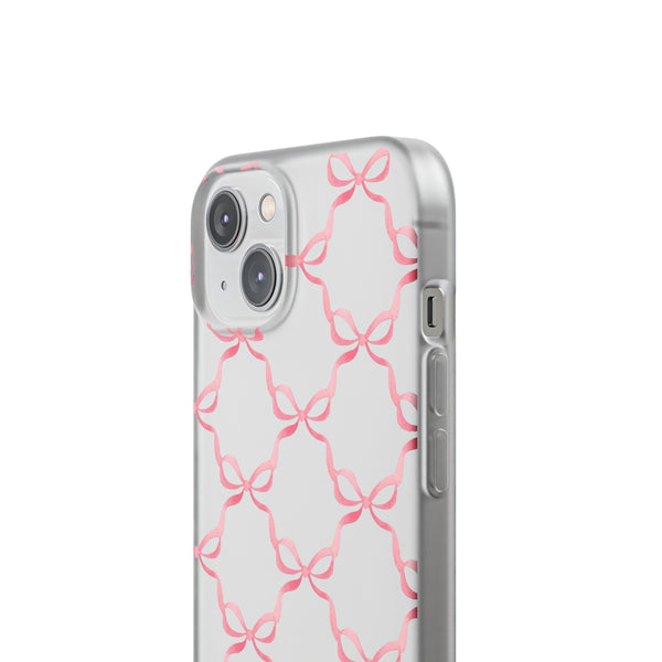 Flexible Phone Case - Preppy Chinoiserie Watercolor Bows iphone Samsung clear access to all ports and functions