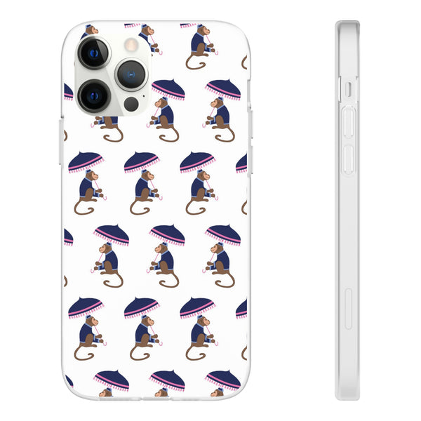 Flexible Phone Case - Preppy Chinoiserie Monkey Pattern  iphone Samsung clear access to all ports and functions