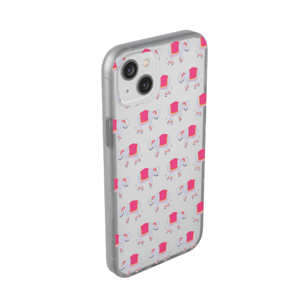 Flexible Phone Case - Preppy Chinoiserie Elephant Pattern  iphone Samsung clear access to all ports and functions