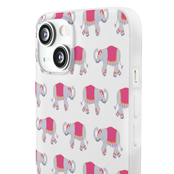 Flexible Phone Case - Preppy Chinoiserie Elephant Pattern  iphone Samsung clear access to all ports and functions
