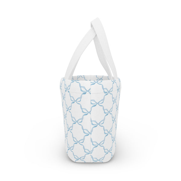 Preppy Blue Bows lunch bag, insulated, cooler bag, One size, washable, magnet closure