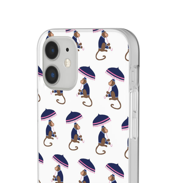 Flexible Phone Case - Preppy Chinoiserie Monkey Pattern  iphone Samsung clear access to all ports and functions