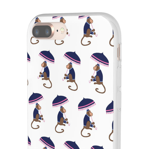 Flexible Phone Case - Preppy Chinoiserie Monkey Pattern  iphone Samsung clear access to all ports and functions