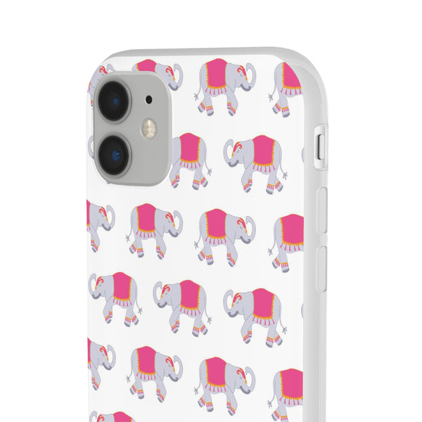 Flexible Phone Case - Preppy Chinoiserie Elephant Pattern  iphone Samsung clear access to all ports and functions