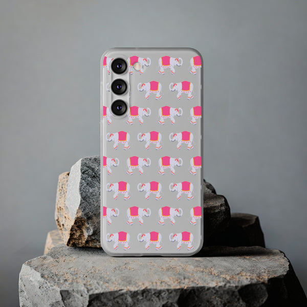 Flexible Phone Case - Preppy Chinoiserie Elephant Pattern  iphone Samsung clear access to all ports and functions