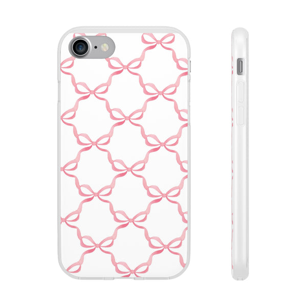 Flexible Phone Case - Preppy Chinoiserie Watercolor Bows iphone Samsung clear access to all ports and functions