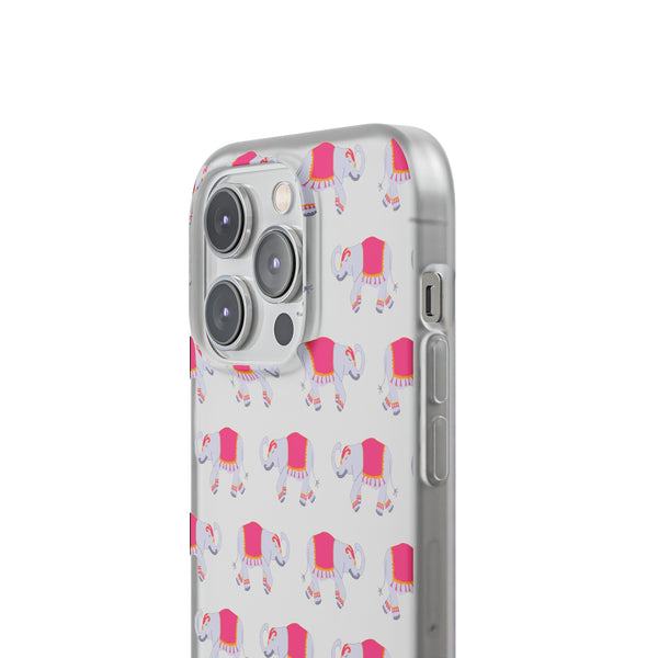 Flexible Phone Case - Preppy Chinoiserie Elephant Pattern  iphone Samsung clear access to all ports and functions