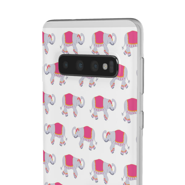 Flexible Phone Case - Preppy Chinoiserie Elephant Pattern  iphone Samsung clear access to all ports and functions