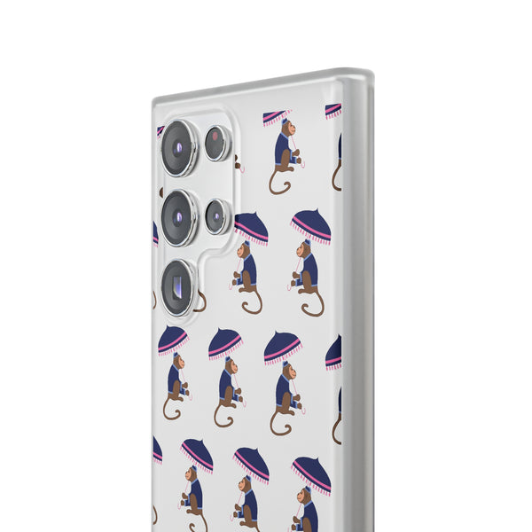 Flexible Phone Case - Preppy Chinoiserie Monkey Pattern  iphone Samsung clear access to all ports and functions