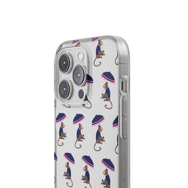 Flexible Phone Case - Preppy Chinoiserie Monkey Pattern  iphone Samsung clear access to all ports and functions