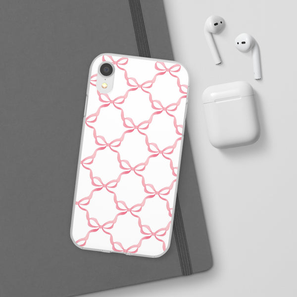 Flexible Phone Case - Preppy Chinoiserie Watercolor Bows iphone Samsung clear access to all ports and functions