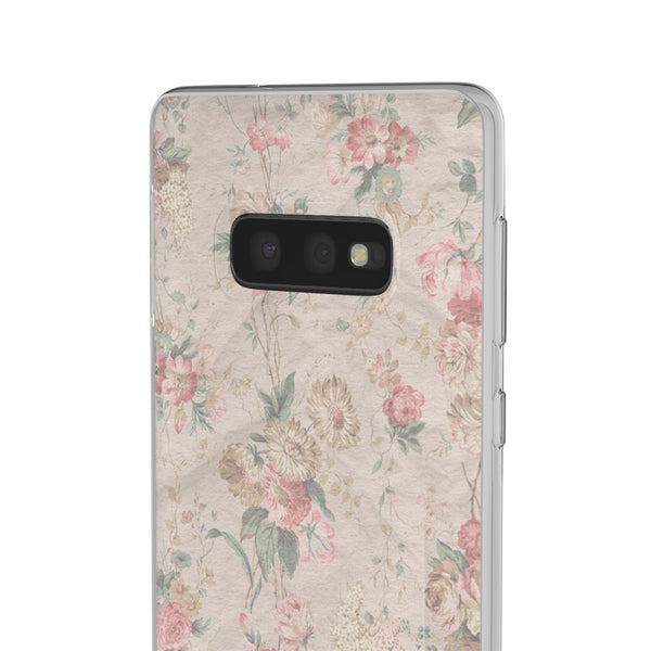 Flexible Phone Case in Romantic Floral Print - Beige, Neutral Tones
