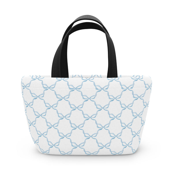 Preppy Blue Bows lunch bag, insulated, cooler bag, One size, washable, magnet closure